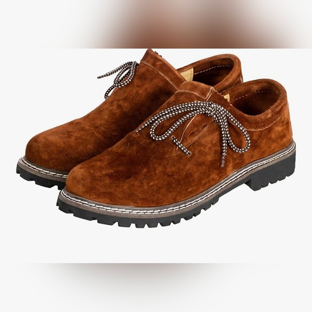 Bavaria Trachten Brown Suede Leather German Style Shoes Size 12